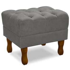 Puff Puf Retro Capitone 55X44Cm Suede Cinza Claro Mpassos Cinza Claro