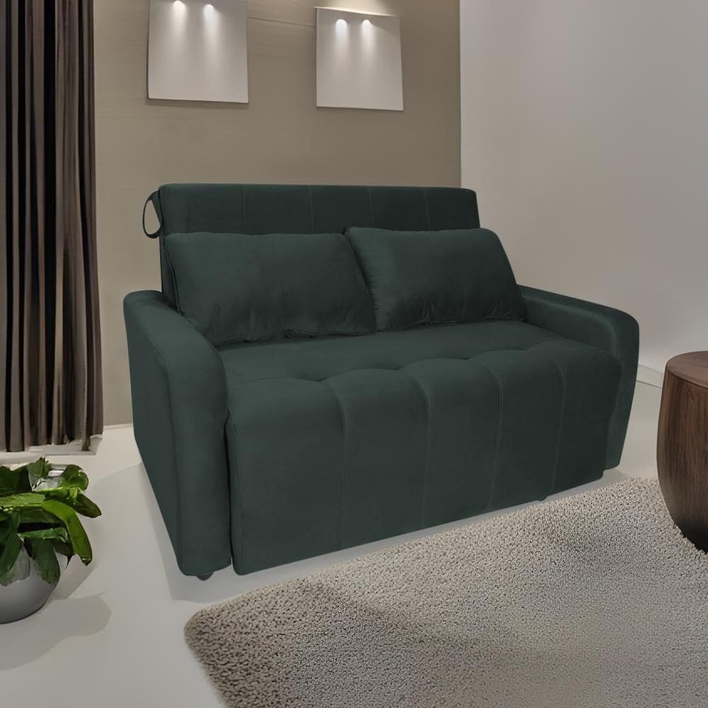 Sofá Cama Para Sala De Estar Amora New Suede - Petróleo Petroleo