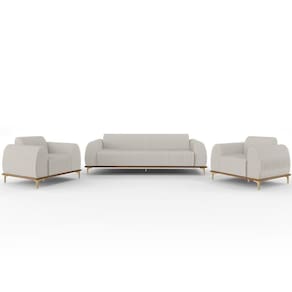 Kit Sofá 3 Lugares 180Cm Com 2 Poltronas Molino Cru C-443