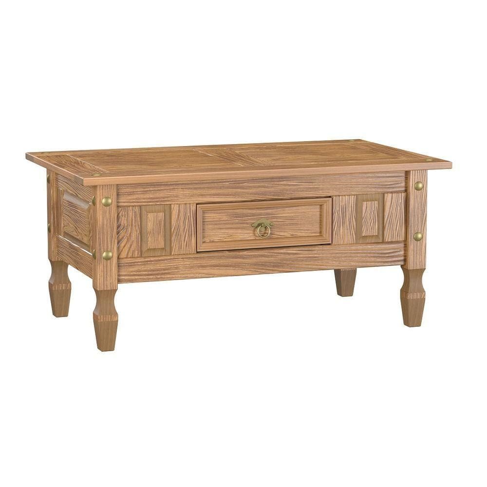 Mesa De Centro Com Gaveta Em Madeira 100x60x45 Cm Carvalho Rústico Elliottiis