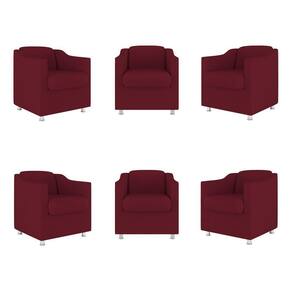 Kit 06 Poltronas Sala De Espera Clinica Suede Balaqui Decor Cor:marsala