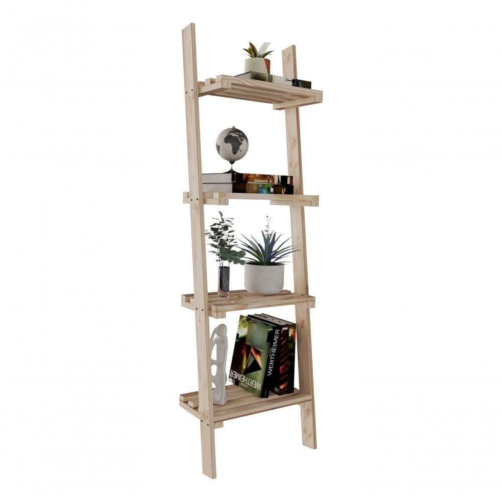 Kit Estante 4 Planos Minimalista Simples Design Clássico Sala E Arara Industrial Pinus 8 Prateleira