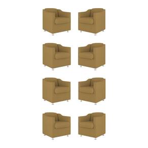 Kit 08 Cadeiras Poltronas Decorativas Sala De Espera Clinica Tecido Cor:capuccino