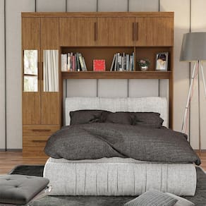Guarda Roupa Modulado Paris 5 Portas Com Espelho E 2 Gavetas Freijó