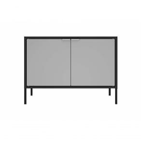 Balcão Baixo Multiúso Itatiaia Smart - 2 Portas - Preto Matte C/ Cinza