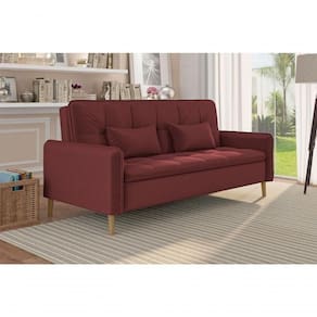 Sofá Cama Casal Reclinável Donna - Veludo Vinho