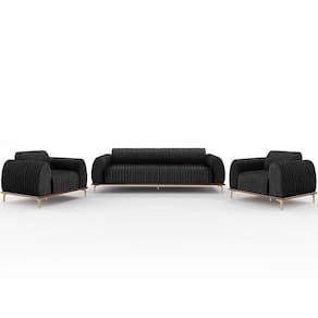 Kit Sofá 3 Lugares 210Cm Com 2 Poltronas Molino Chumbo D-465