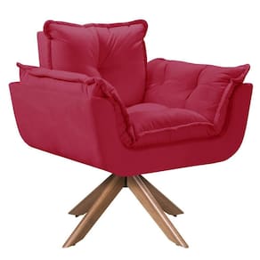 Poltrona Opala Giratória Madeira Suede