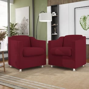 Kit 02 Poltronas Recepção Consultório Suede Balaqui Decor Cor:marsala