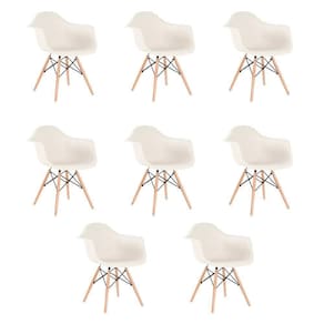 Kit 8 Cadeiras Charles Eames Eiffel Daw Com Pés De Madeira Clara Creme