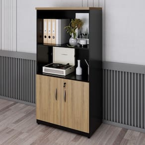Armário para Escritório Estante Espresso Móveis Amadeirado/Preto
