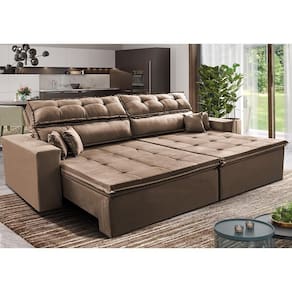Sofá Retrátil E Reclinável 1,82m Luxos Cama Inbox Velusoft Castor
