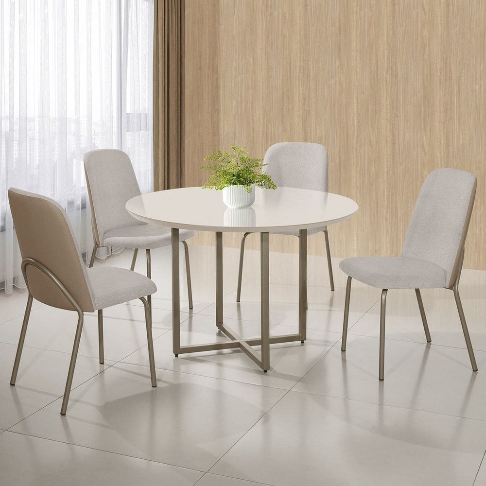 Conjunto Sala de Jantar Mesa com 4 Cadeiras California Cinza/Marrom Claro