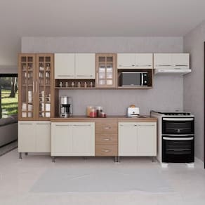 Cozinha Completa 6 Peças 330cm 15 Portas 3 Gavetas Com Tampo
