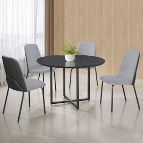 Conjunto Sala de Jantar Mesa com 4 Cadeiras California Preto/Cinza