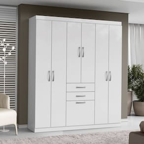 Guarda-roupa para Quarto 7 Portas 2 Gavetas Branco