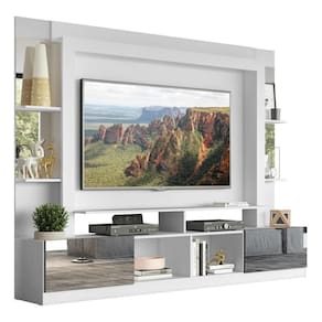 Estante Tv 65" Com Espelho Oslo Multimóveis V3389 Branca/Preta Branco/Preto