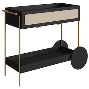 Carrinho Bar Porta Taças 110 Cm Pes Metal Oslo 28964 Nero Artesano Nero