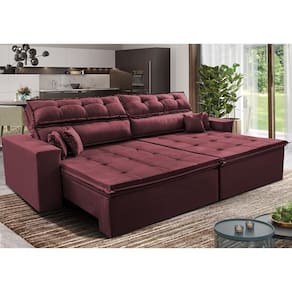 Sofá Retrátil E Reclinável 1,82m Luxos Cama Inbox Velusoft Vinho