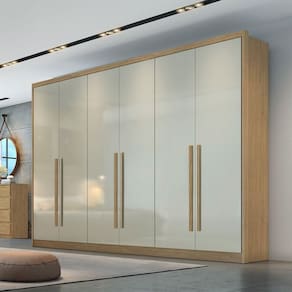 Guarda Roupa 6 Portas 6 Gavetas Clic Móveis Cumaru/fendi