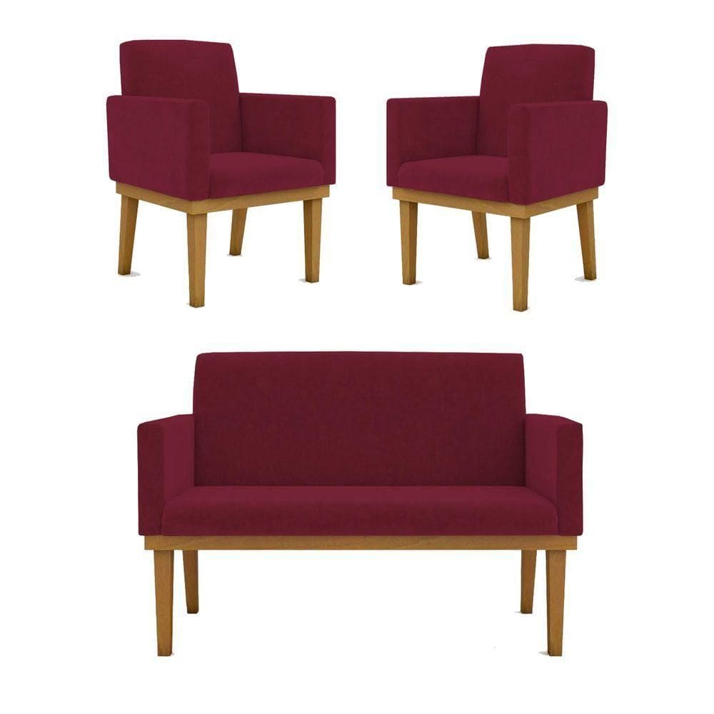 Kit Sofá Namoradeira + Poltrona Reforçada ? Sala De Estar Cor:marsala