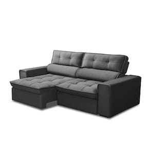 Sofá Retrátil E Reclinável 2 Lugares 200cm Welton Veludo Grafite G22 - Gran Belo