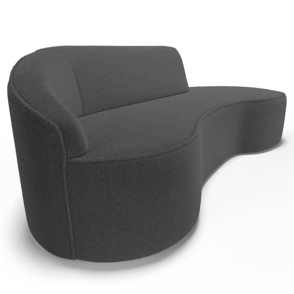 Sofá Living 3 Lugares 210Cm Braço Esquerdo Mozart D06 Bouclê Chumbo - Mpozenato
