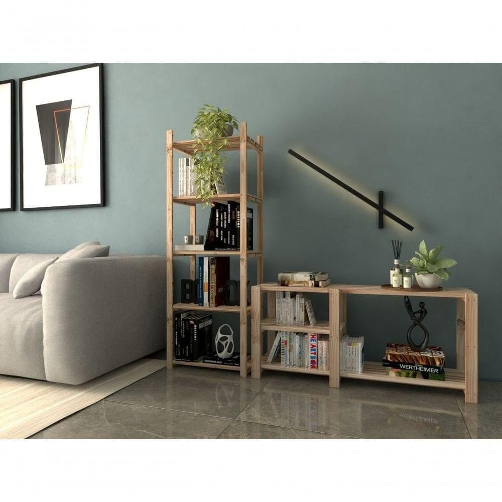 Kit Estante 100% Pinus Estante Armário De Qualidade Simples E Aparador 15 Pares Feito De Madeira Org