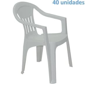Kit 40 Cadeiras Plastica Monobloco Com Bracos Ilhabela Branca Tramontina