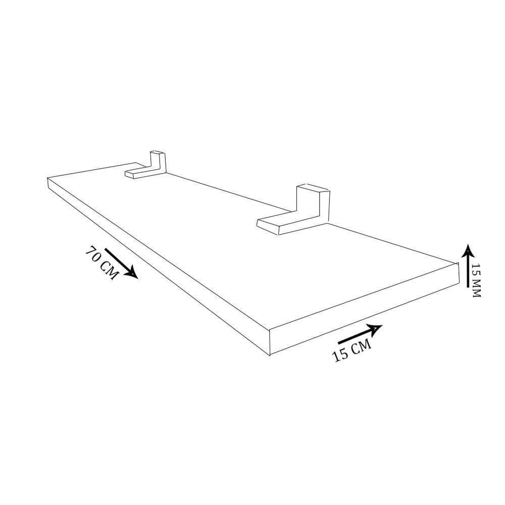 Prateleira Simples Natural 70X15 Cm Com Suporte Em Mdf