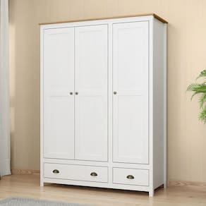 Guarda-Roupa Topázio Branco/Freijó 3 Portas 2 Gavetas Madeira Pinus - Finestra