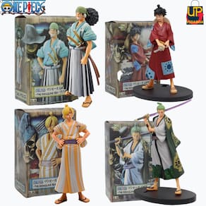 KIT 4 Boneco 17cm Luffy, Zoro, Sanji e Usopp com Kimono One Piece - action figure