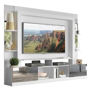 Estante Tv 65" Com Espelho Oslo Multimóveis V3389 Branca/Madeirada Branco/Madeirado