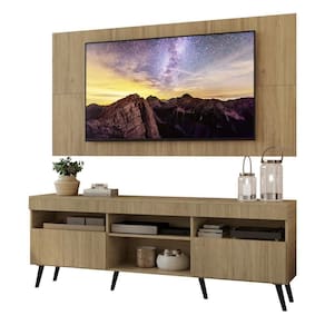 Rack Com Painel Tv 65" Retrô Londres Multimóveis V3337 Rustic/Preto Rustic/Preto