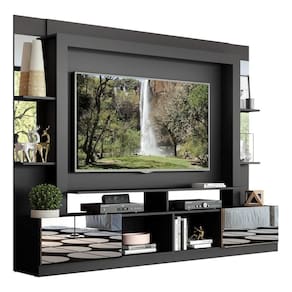 Estante Tv 65" Com Espelho Oslo Multimóveis V3389 Preta/Madeirada Preto/Madeirado