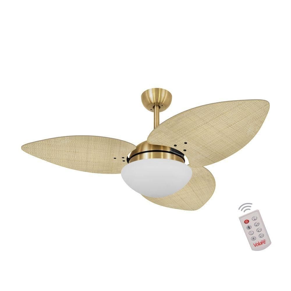 Ventilador De Teto Dourado 3 Pás 220v C/ Controle