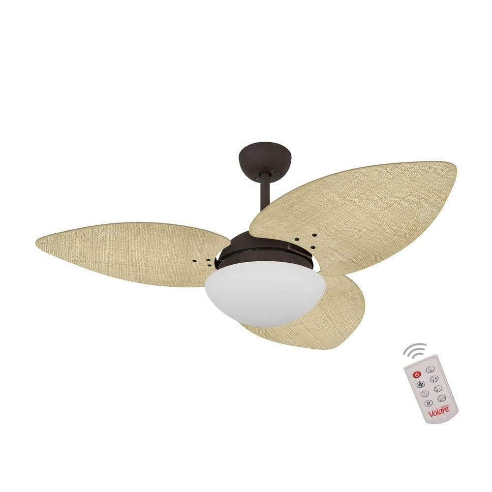Ventilador De Teto Marrom Texturizado 3 Pás 220v C/ Controle