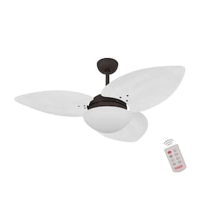 Ventilador De Teto Marrom 3 Pás Branco 220v C/ Controle