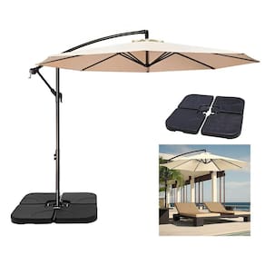Ombrelone Lateral Suspenso 3m Kauai Bege com Base 60L Quadrada Jardim - AMZ