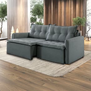 Sofá Cama Retrátil e Reclinável 2 Módulos 220 Cm Flórida Cinza