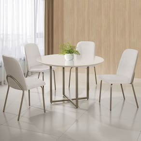 Conjunto Sala de Jantar Mesa com 4 Cadeiras California Cinza/Bege