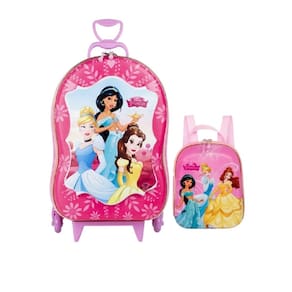 Mochila de Rodinhas Mochilete 3D com Rodinha Tripla + Lancheira Princesas Disney Maxtoy Diplomata
