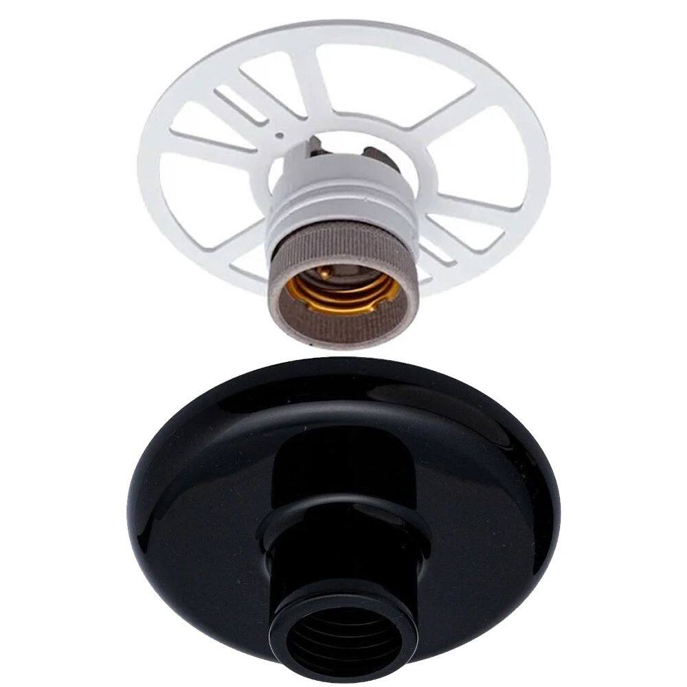Plafon Simples Redondo Rosqueado Bocal E27 14,5cm Preto