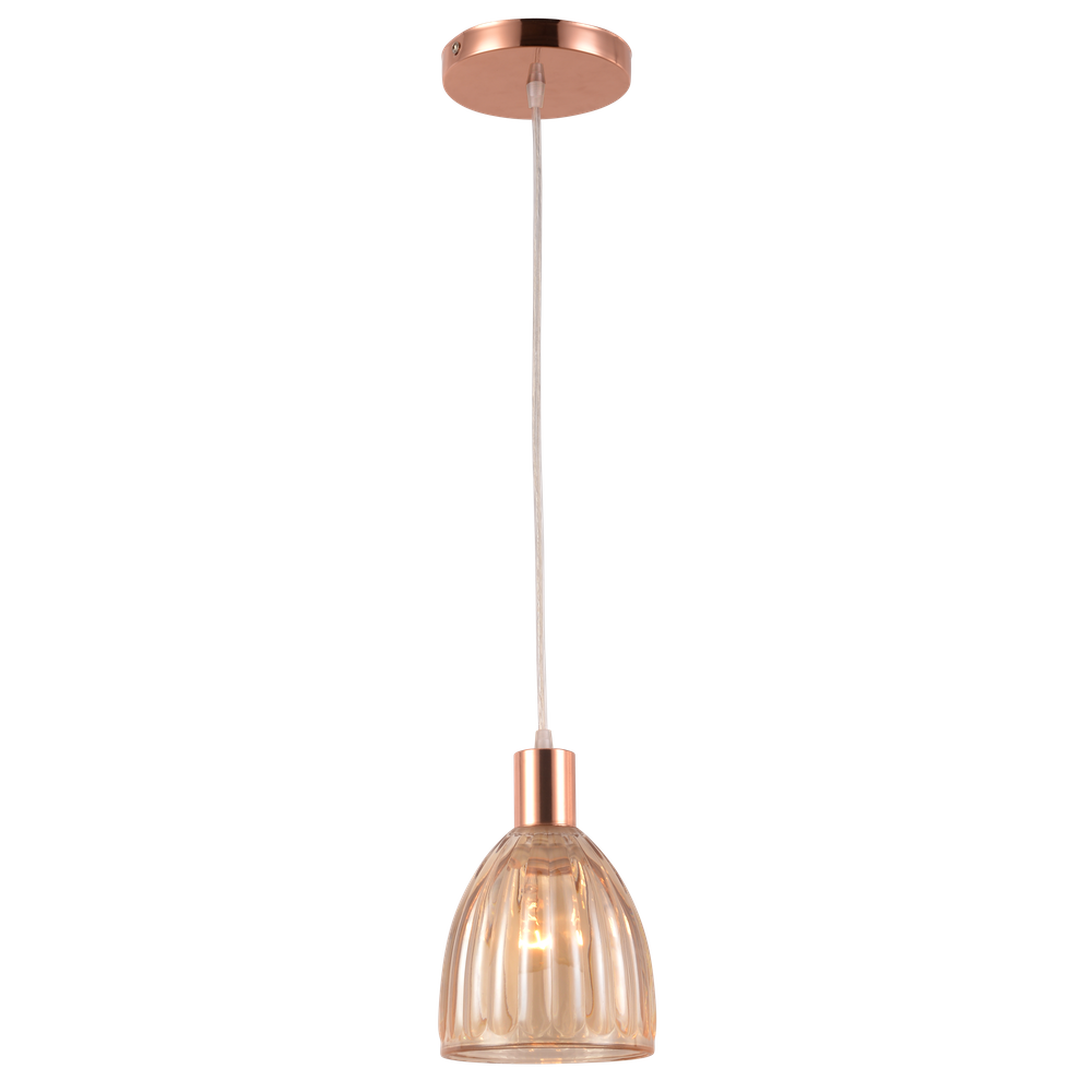 Lustre/Pendente em Vidro Mooca Cobre/Rose Gold - Estilo Retrô Moderno E27