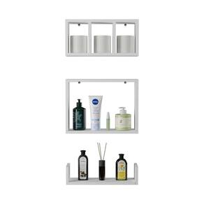 Conjunto Nicho e Prateleira Branco para Banheiro 40 x 12cm