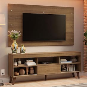 Rack Com Painel Para Tv Até 65 Polegadas Com Pés Rustic Texas Madesa Rustic