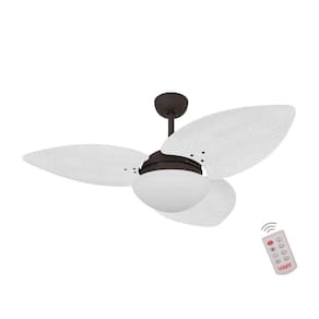 Ventilador De Teto Marrom 3 Pás Branco 127v C/ Controle