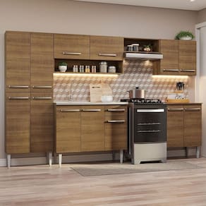 Armário De Cozinha Completa 293cm Com Pia Rustic Emilly Madesa 08 Rustic