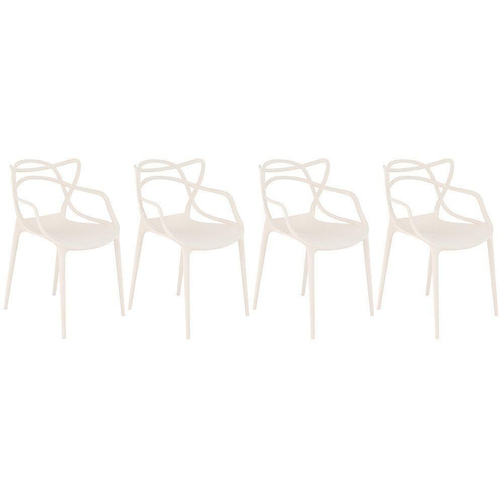 Kit 4 Cadeiras Design Jantar Cozinha Masters Allegra Creme