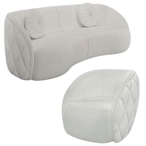 Sofá Decorativo 3 Lugares 288cm Com Almofadas E Poltrona Zion M22 Linho Cru - Mpozenato